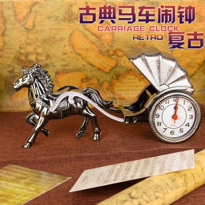 American Style Retro Carriage Model Table Clock Office Desktop Clock Living Room Clock Cafe Restaurant Decoration