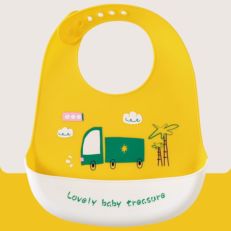 Dessin animé arc-en-ciel bébé bavoirs imperméable Silicone éléphant voiture imprimer bébé trucs fille garçon bébé alimentation bavoirs réglable enfants bavoir: style6