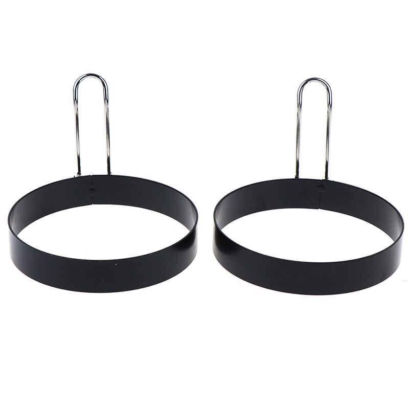 2pc antiaanbakvormen voor gebakken eieren met handvat, ronde pannenkoekvormen, eieren, bakvorm