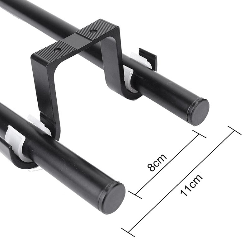 2Pcs Double Curtain Rod Brackets Ceiling Mount Supports Aluminum Alloy Black