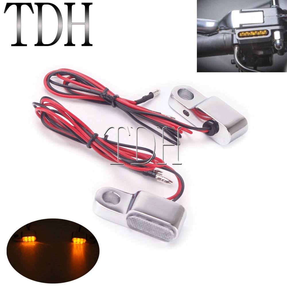 1 Pair Mini Cafe Racer Motorcycle LED Turn Signal Indicators Light Amber Blinker Running Lamp For Harley Sportster Dyna Softail
