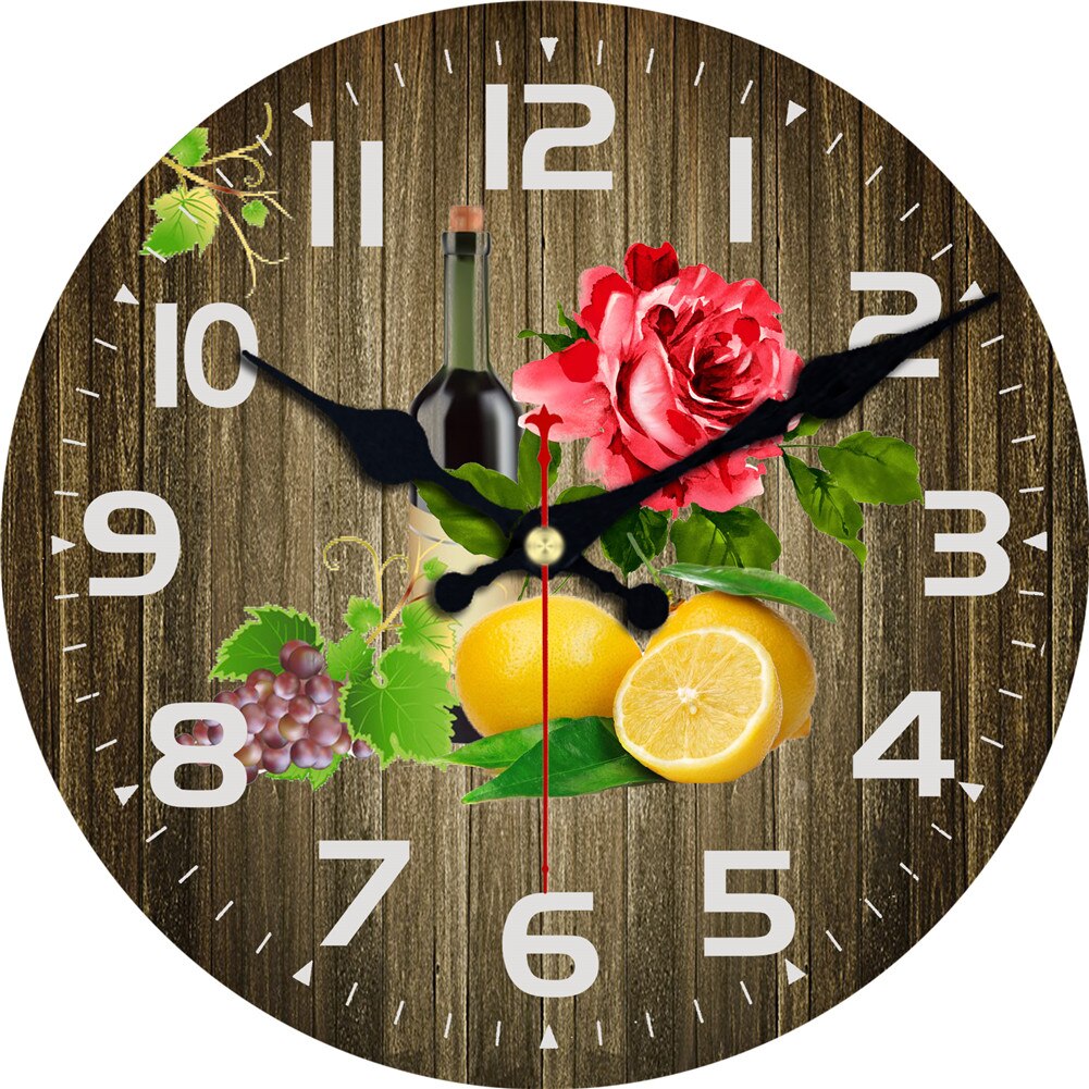 Vintage Wall Clock Italian Cooking Chef Clock Non-Ticking Clock Kitchen Wood Wall Clock: 15440 / 6inch(15cm)