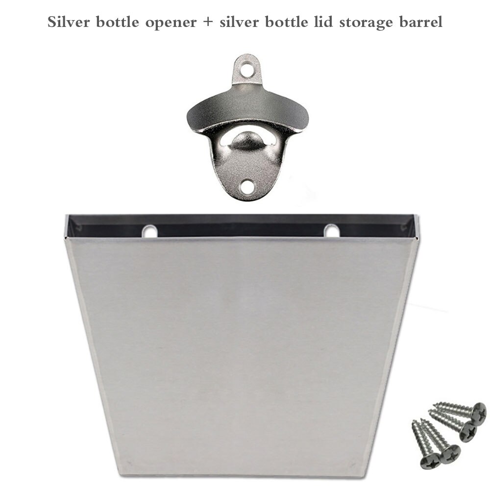 Bottle Cap Storage Box And Bottle Opener Cap Catcher Stainless Steel Durable Wall Mounted Bottle Cap Box With Bottle Opener
