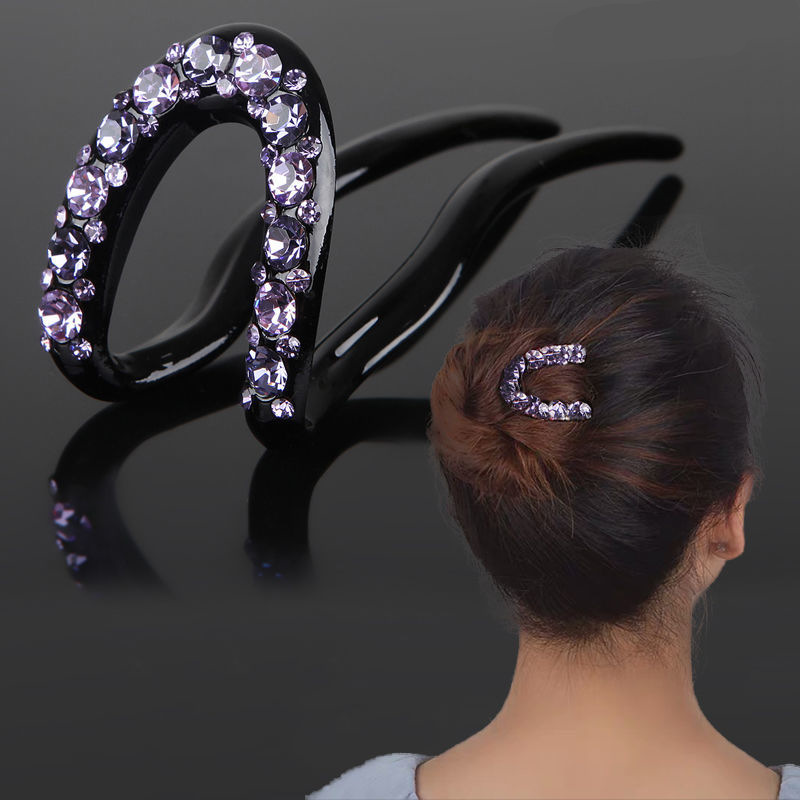 Acrylique strass en forme de U épingle à cheveux femme chignon cheveux bâton dame cheveux accessoires bricolage outils de cheveux fourchette à cheveux