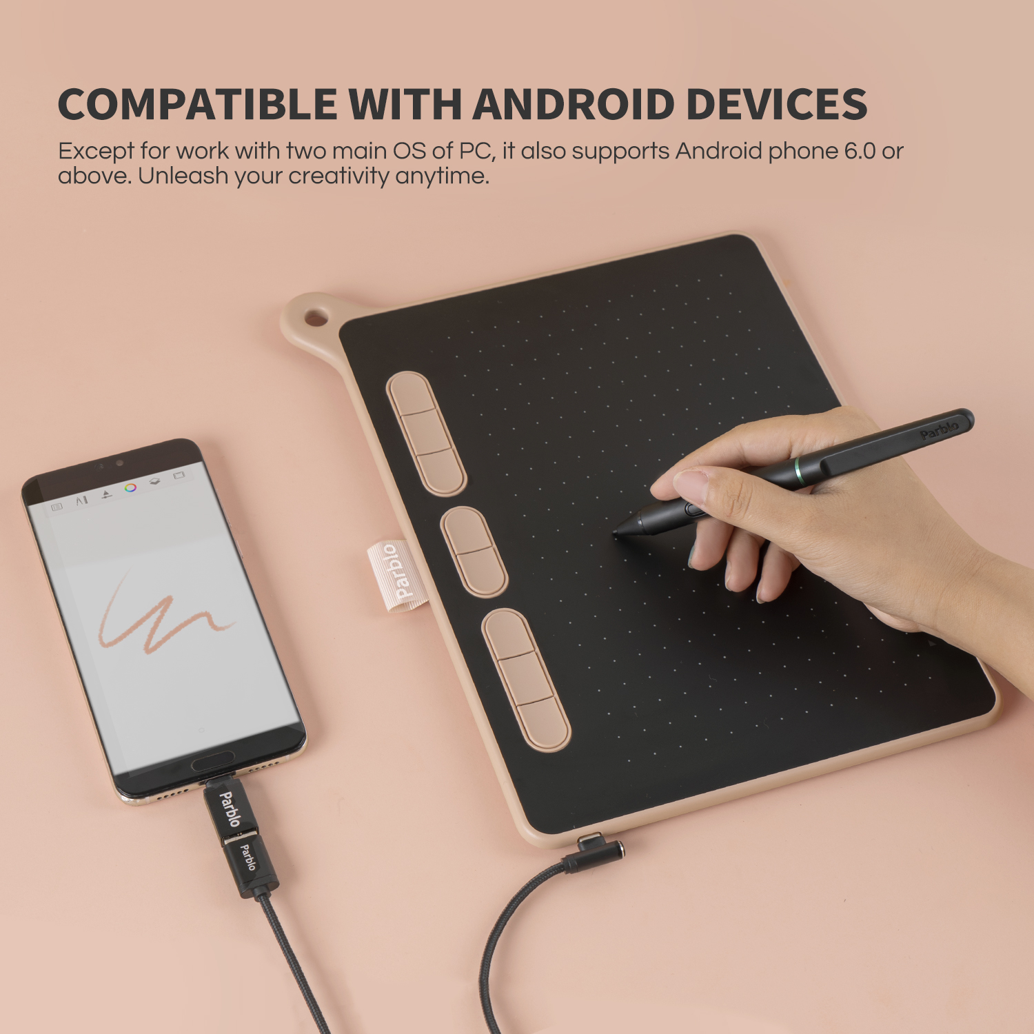 Parblo Ninos M Graphics Drawing Digital Tablets Signature Pen Tablet OSU Game Tablet with Battery-Free Stylus Pen