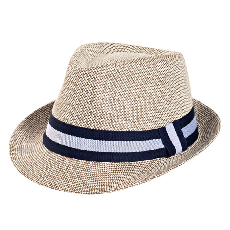 [AETRENDS] europejski mężczyzna klasyczne słomiane kapelusze fedora dla mężczyzn czapka jazzowa rozmiar 58CM Z-5314: khaki