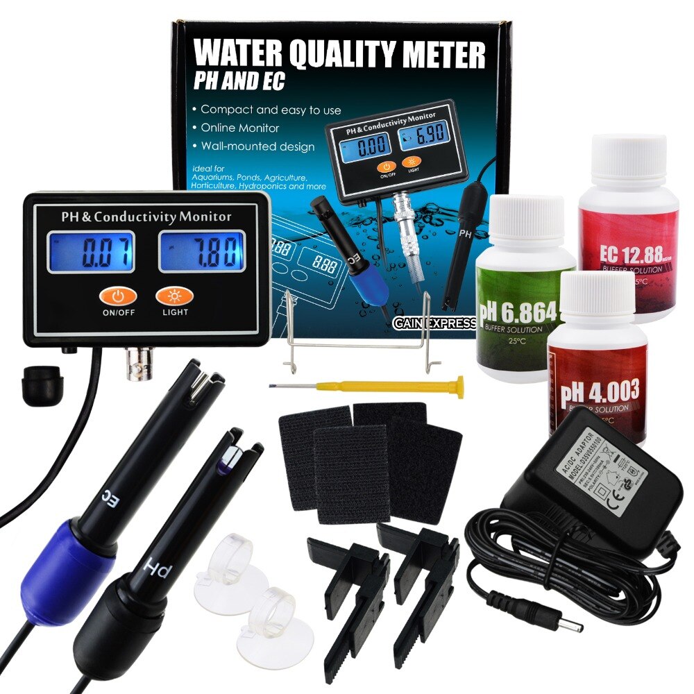 Medidor de PH/conductividad de la EC en línea, ATC, Monitor de del agua, monitoreo continuo en tiempo Real, montable en la pared y recargable