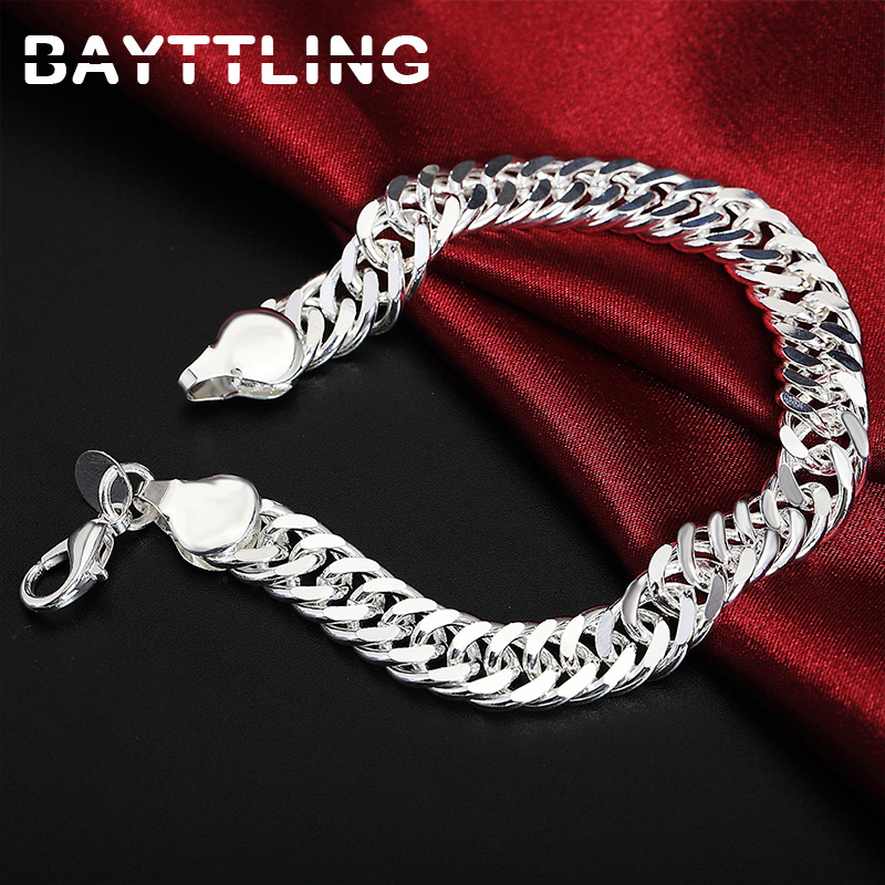 Bayttling 925 Sterling Zilver 20 Inch 10Mm Volledige Side Chain Armband Ketting Voor Vrouw Man Mode Sieraden Set Bruiloft