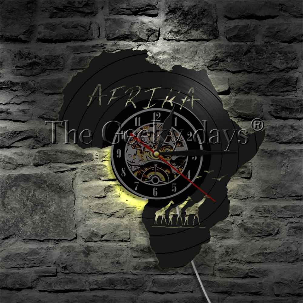 Horloge murale en vinyle animaux d'afrique, girafe Nature, animaux animaux, décoration artistique,