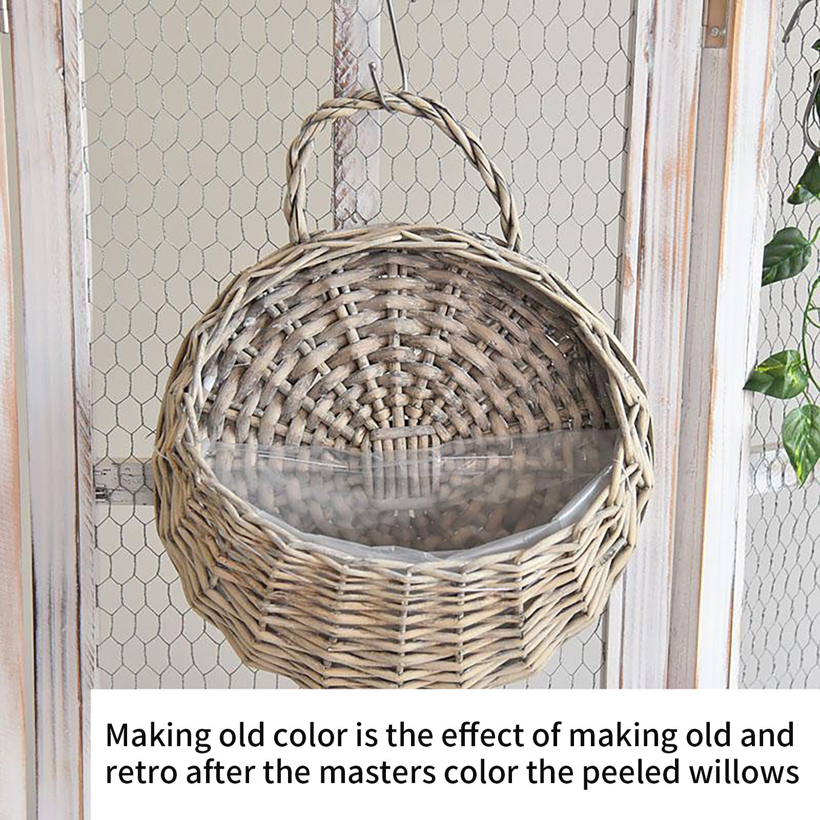 Hand Made Wicker Rattan Flower Basket Green vine Pot Planter Hanging Vase Container Wall Plant Basket For Garden Supplies