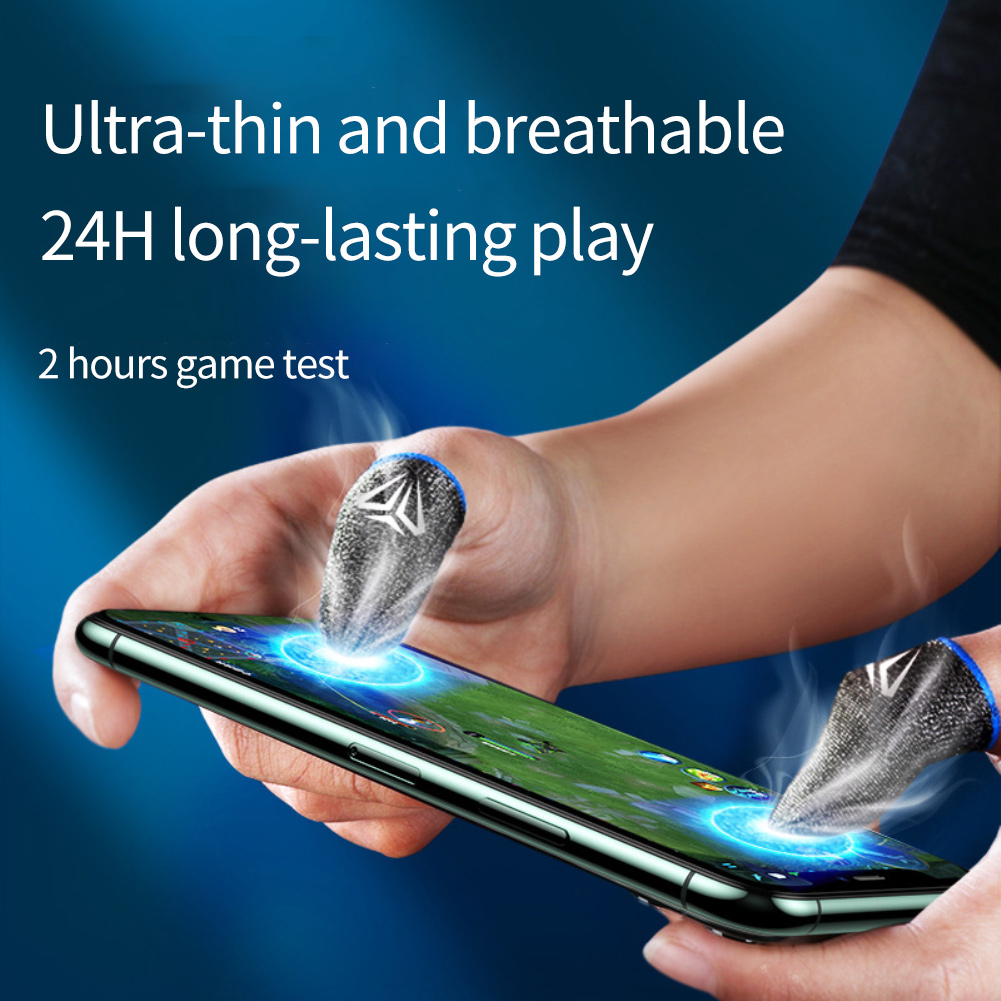 2Pcs Mobile Game Fingertip Gloves Sweatproof Anti-slip Touch Screen Finger Sleeve Breathable Gaming Fingertip Cover For Gamer