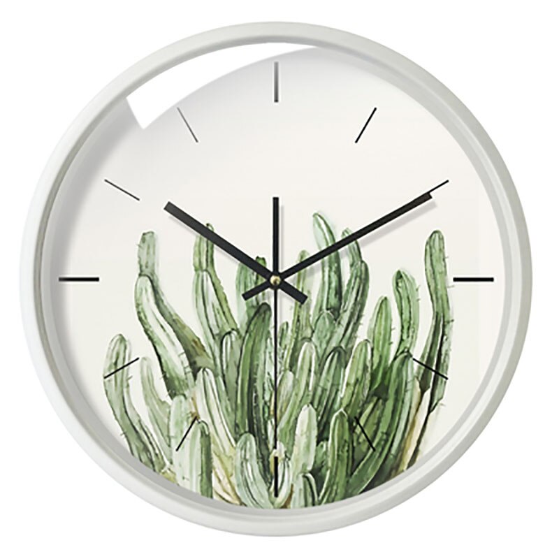 Wall Clock Antique Green Plant Digital Clock Quartz Wall Watches Home Decor Study Horloge Silent Clock W: Style3 / 12inch