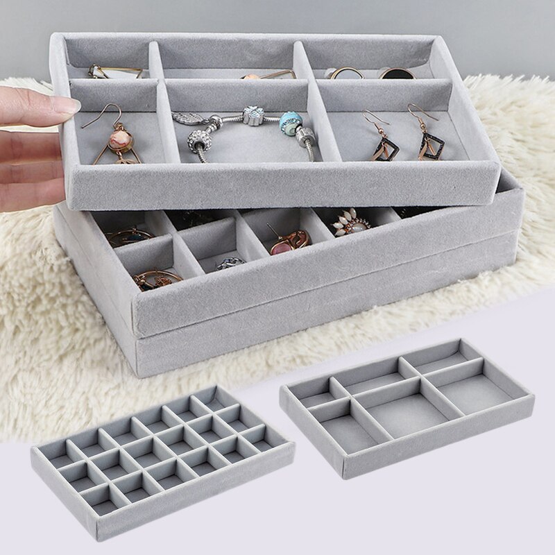 Sales Portable Velvet Jewelry Ring Jewelry Display Organizer Box Tray Holder Earring Jewelry Storage Case Showcase