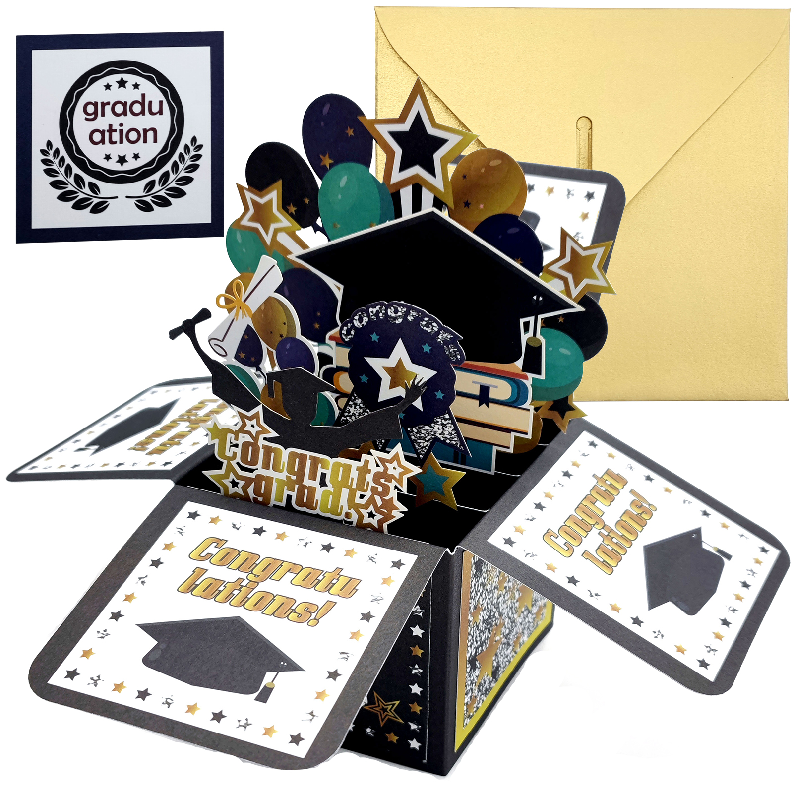 Graduation Card Graduation Pop Up Card High School Graduation Cards 3D Popup Greeting Graduation Card for Boy Girl: Yellow