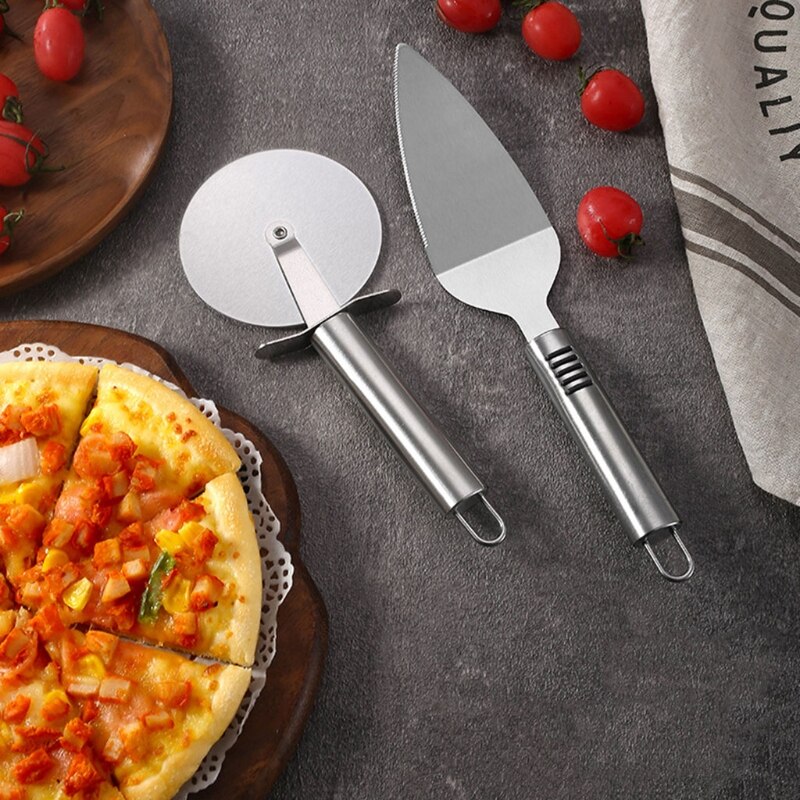 2Pack Stainless Steel Pizza Cutter Wheel Pizza Roller Cutter Cake Pie Pizza Slicer with Shovel Dough Cutter