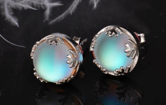 Moonlight damer aurora borealis øreringe  s925 sølv stud smykker fødselsdage romatic for kvinder: Lys