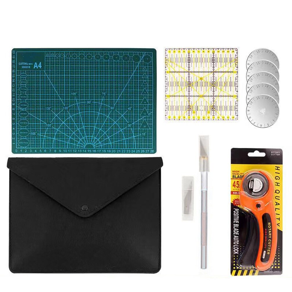 45mm Rotary Cutter Tools Kit with Cutting Mat Patchwork Ruler Knife Storage Bag DIY Craft Quilting Sewing Supplies: Default Title