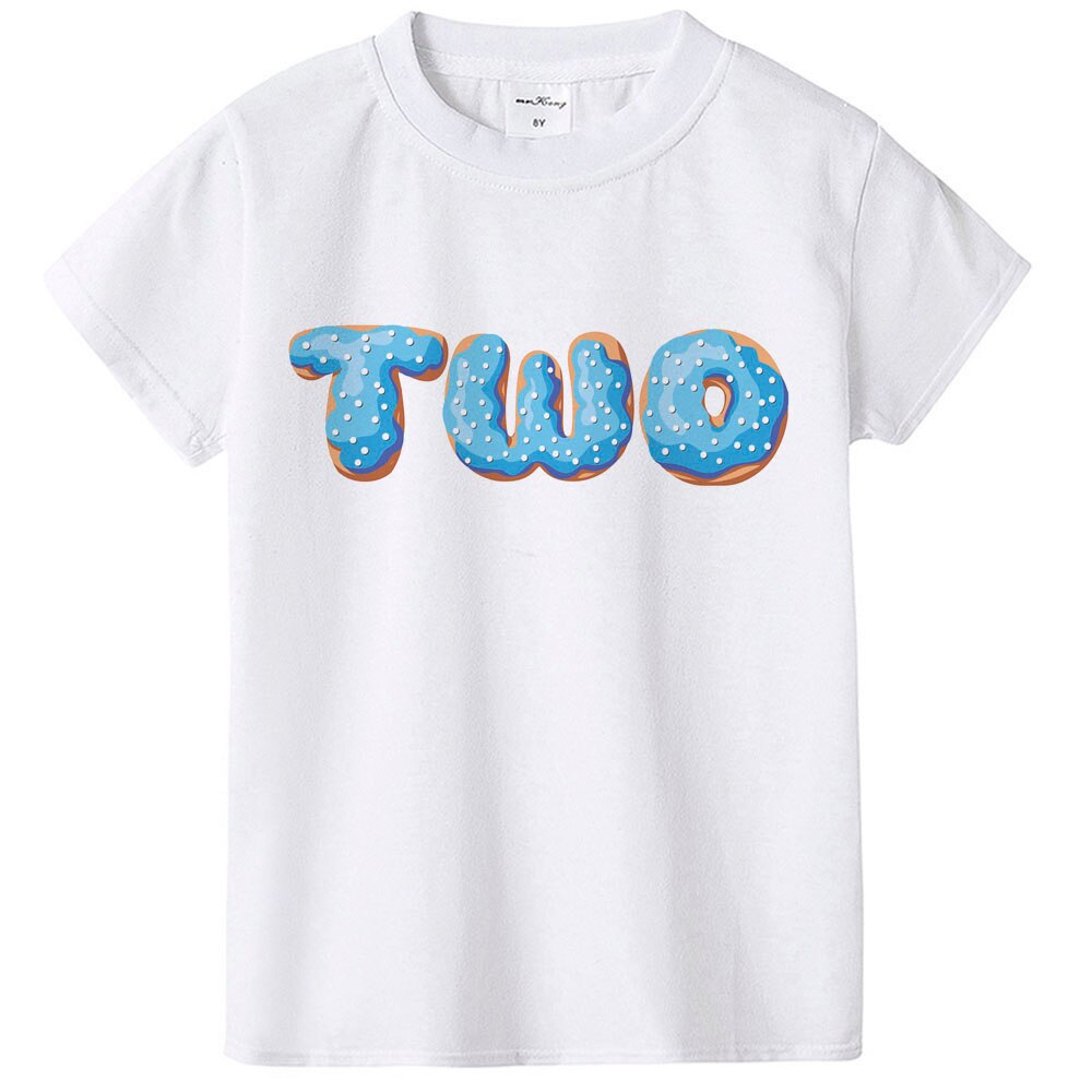 Donut 1/2 Verjaardag Nummer Print T-shirt Jongens Meisjes Verjaardag T-shirt Peuter Baby Leuke Party Kleding Korte Mouwen Kleding: HB26-KSTWH- / 24M