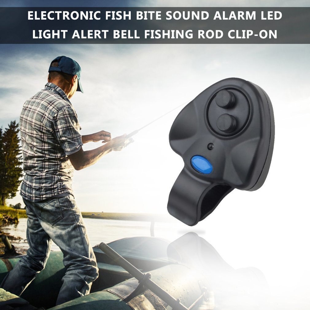 Mini Universele Elektronische Fish Bite Sound Alarm Led Light Alert Bell Hengel Clip-On Abs Fish Bite Alarm zwart
