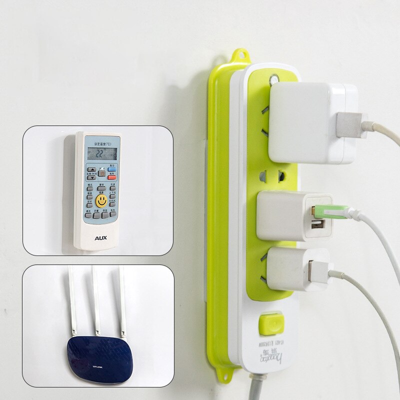 Multifunction Wall-Mounted Sticker Punch-free Plug Fixer Home Self-Adhesive Cable Wire Organizer Seamless Power Strip Holder