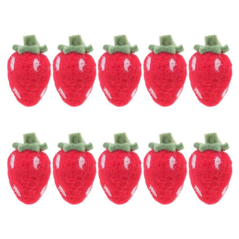 10 piezas de fieltro con forma de fresa, artesanías hechas a mano, cintas para el pelo, decoraciones, productos de fieltro con acabado de dibujos animados: Red