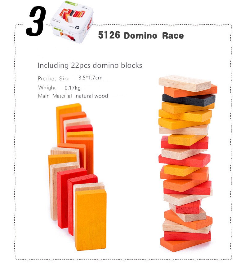 Mini Ijzeren Doos Houten Speelgoed Voor Kinderen Reizen Games Draagbare Blokken Domino Mozaïek Puzzel Cube Board Voorschoolse Educatief: Domino Race