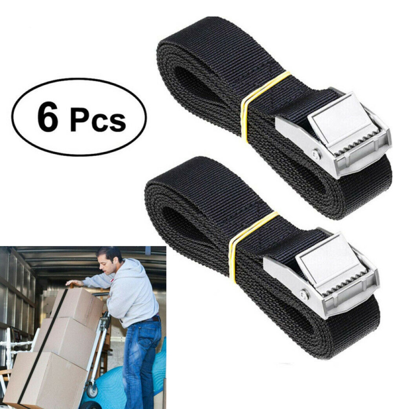 Correas de carga con hebilla de sujeción para techo de coche, 6 uds., para equipaje de motocicleta, Kayak, amarre de carga, cinturones de trinquete fuertes