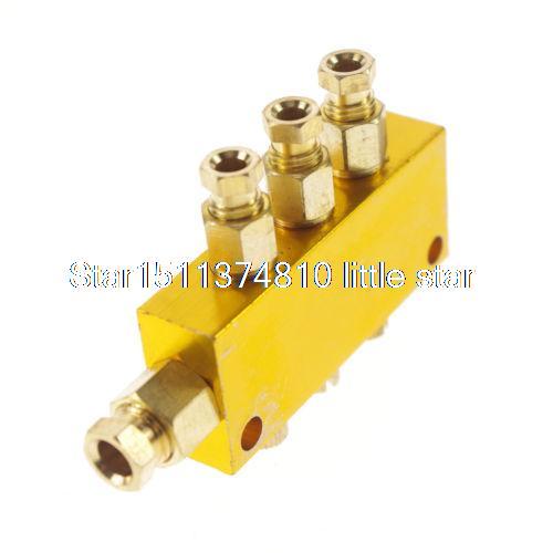 1 x Brass 3 Ways Adjustable Oil Distributor Valve Manifold Block 6mm in 4mm out