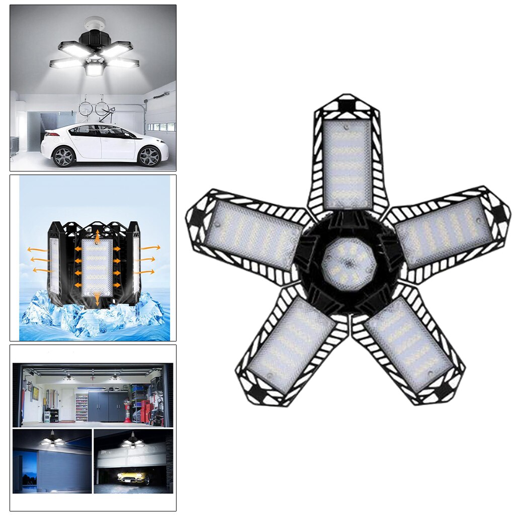 LED Garage Lights Deformable Ceiling Lights Fixture Lamp Warehouse Workshop