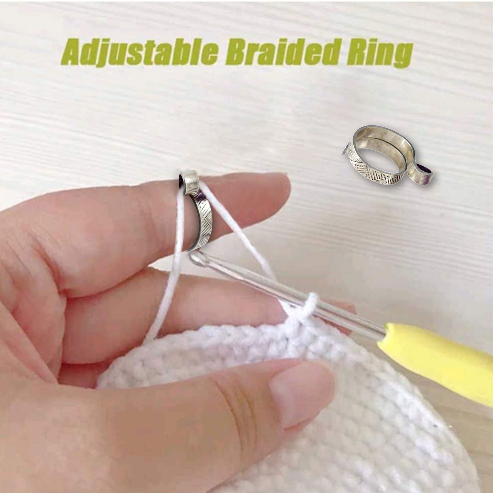 Justerbar striksløjfe hæklet sløjfe strikning tilbehør strikering justering finger slid fingerbøl garn guider strikket ring #50