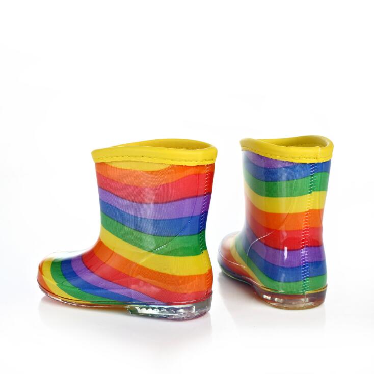 Children Rain Boys Girls Jelly Shoes Boots Rainbow Colorful Boot Toddler Spring Autumn Rubber Rainboots