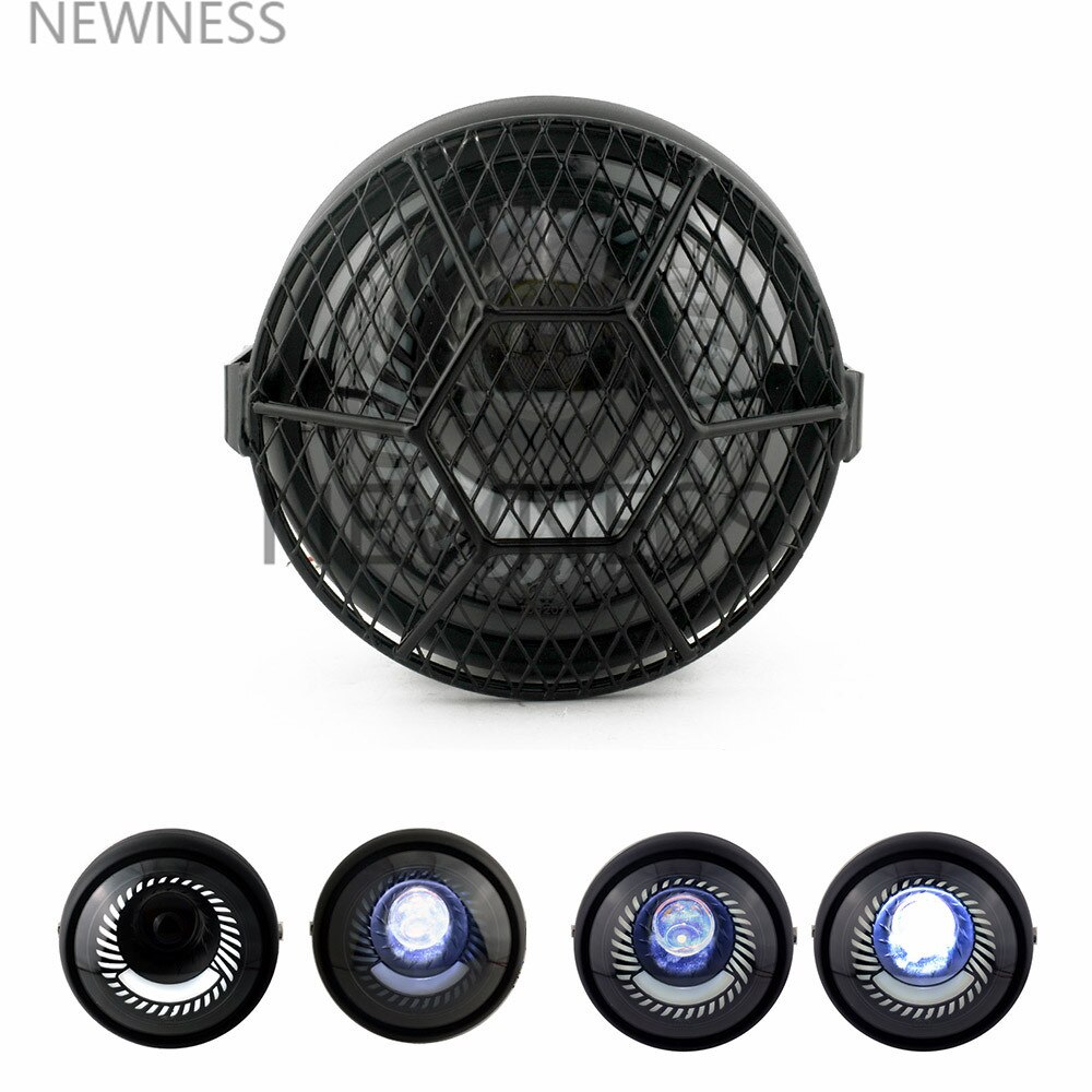 Phare LED de moto pour Harley Cafe Racer phare LED support de montage réglable: White Halo ang Cover