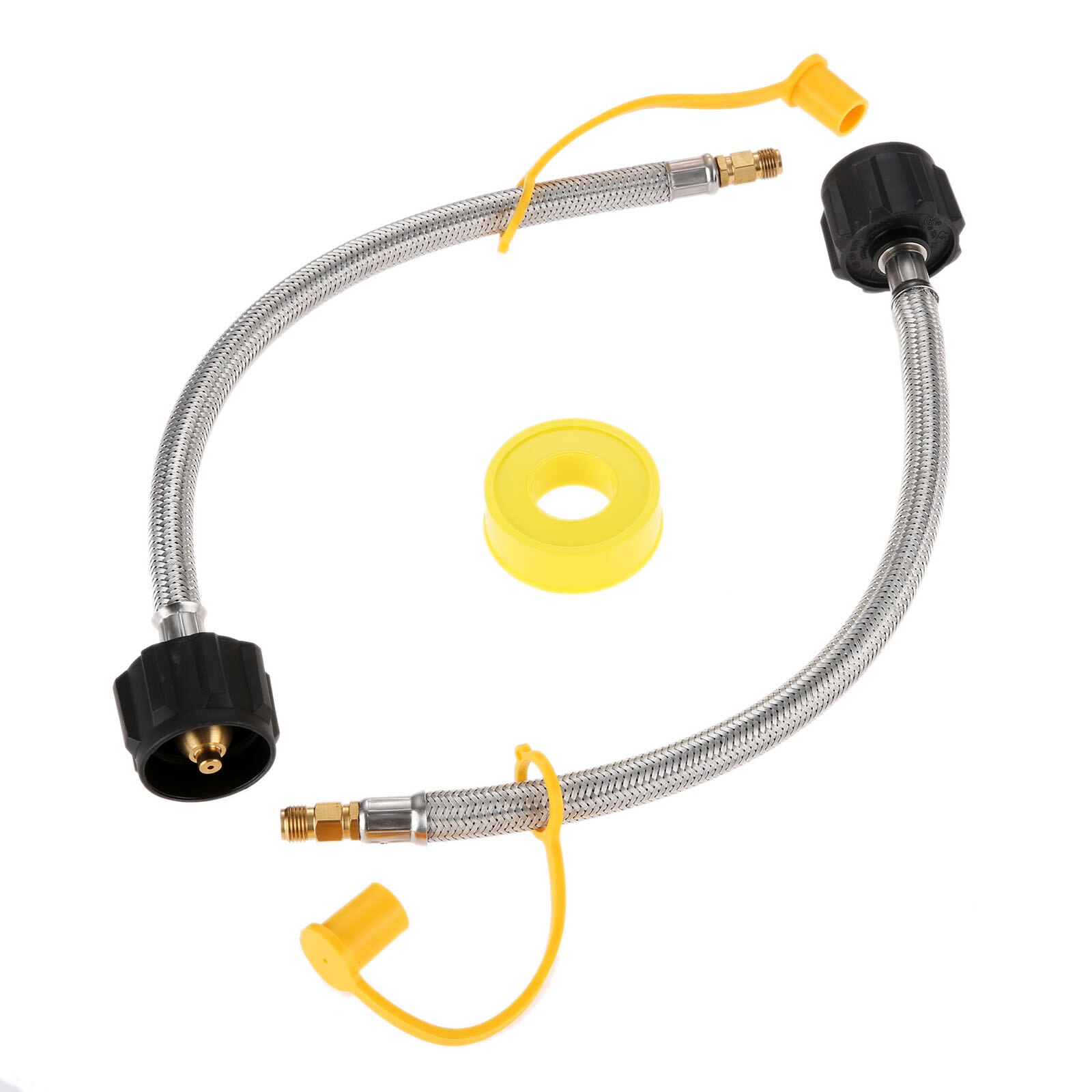 5pcs/kit 12in Pigtail Stainless Braided RV Propane Hose Connector 1/4 Inverted Male Flare Marshall Excelsior/Fairview Changeover