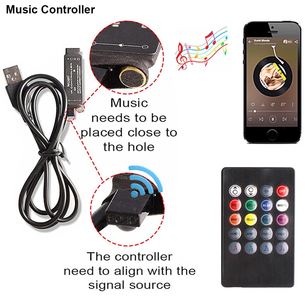 5v usb led strip rgb controller bluetooth musik rf  ir 3 17 44 nøgler fjernbetjening trådløs til rgb 5050 2835 usb led strip lys