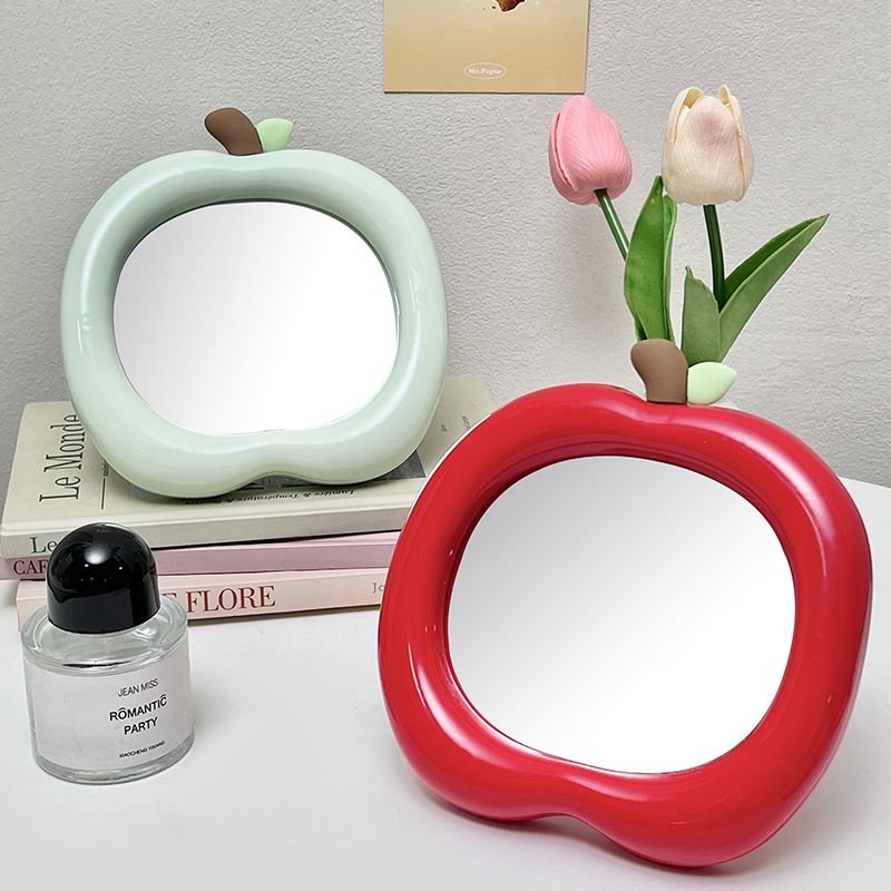 Ins Decoratieve Spiegel Desktop Cosmetische Spiegels Kawaii Appelvorm Make-upspiegel Slaapkamer Slaapzaal Draagbare Make-upspiegel Decor