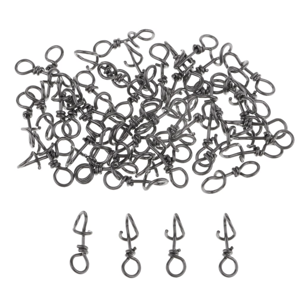 Set of 50Pcs Stainless Steel Fast Lock Fishing Fastach Clip Swivel Connector Fishing Accessories