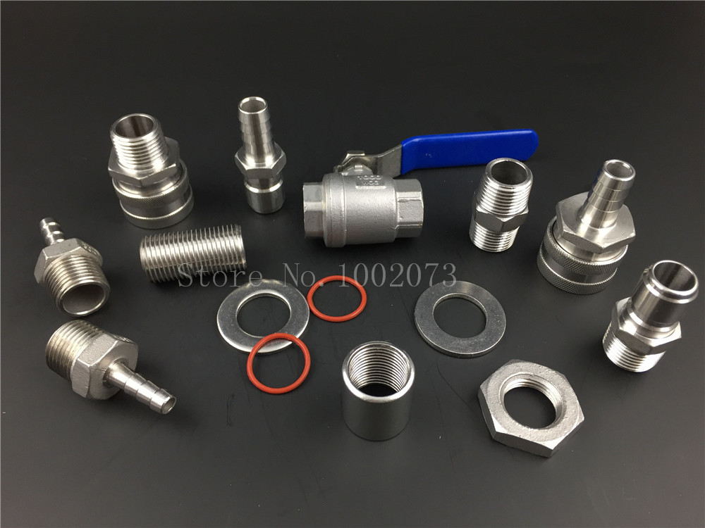 Stainless Steel Beer brewing Weldless Kettle Ball Valve 1/2&quot;NPT Kit Quick Disconnect Set, Pipe Fitting Nut and bulkhead assembly
