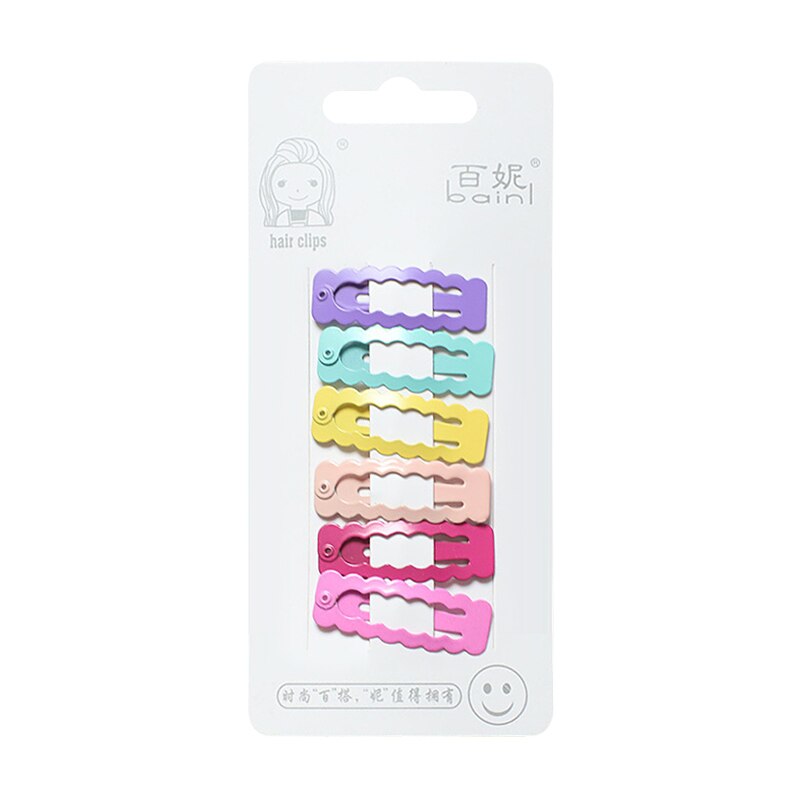 Lot de 6 épingles à cheveux en métal multicolores en forme de cœur ondulé rectangulaire pour bébé, épingles à cheveux pour filles, accessoires pour enfants: 08