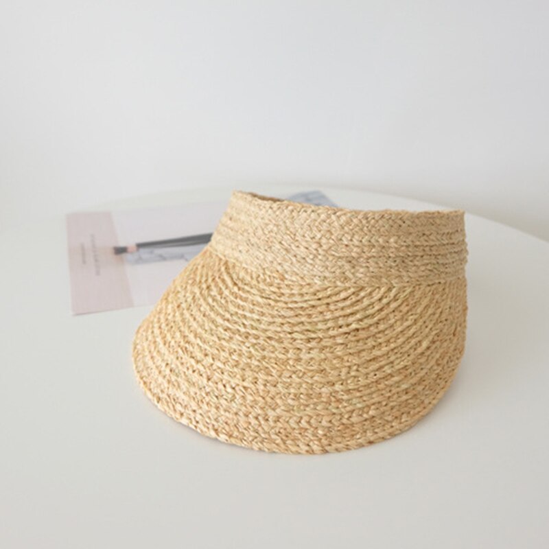 Damer anti-uv roll up solskærm hat kvinder halm raffia solskærm hætter