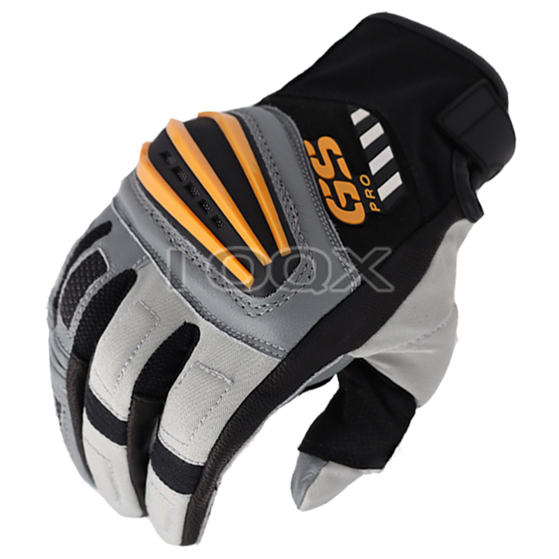 Schwarz-rot Moto-Cross-Rallye-Handschuhe für GS 1200, Motorrad Radfahren Team Rennen, Lederhandschuhe: Gelb / XXL