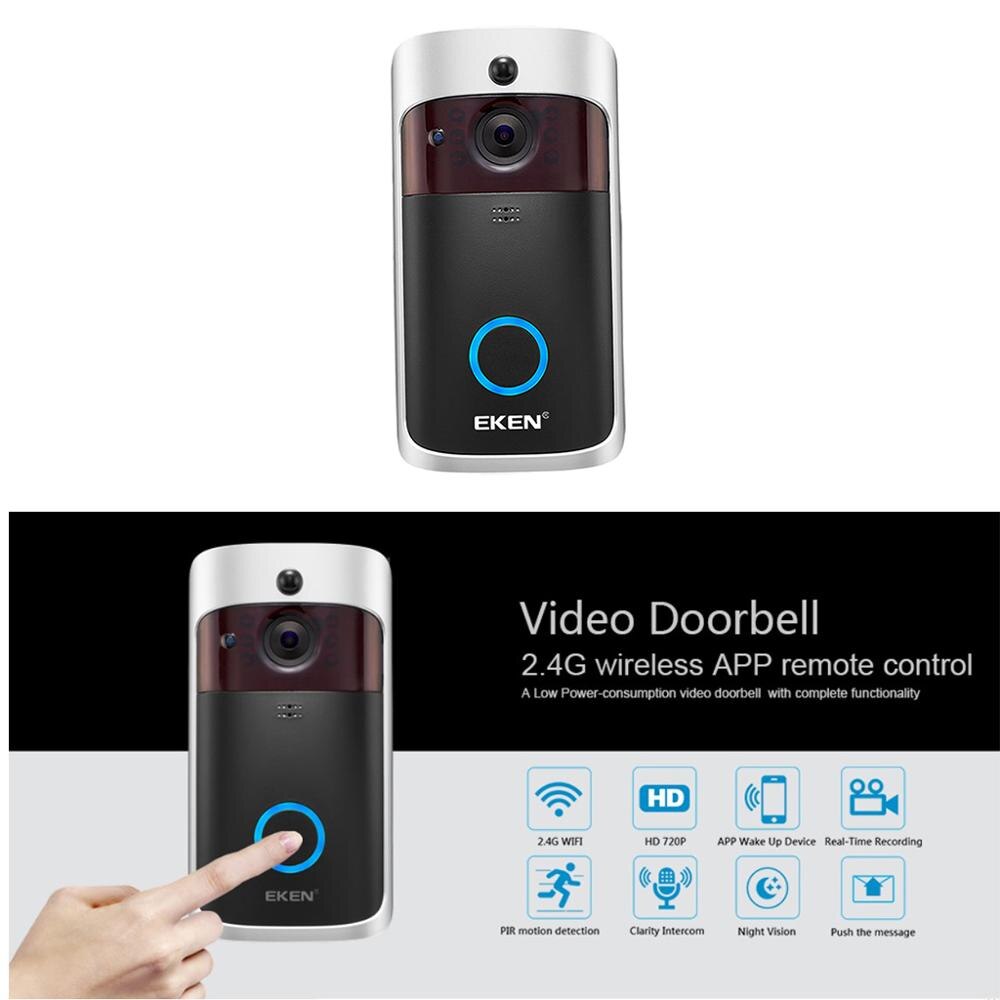 Eken  v5 wifi video dør telefon dørklokke smart ip video intercom nattesyn dørklokke kamera ir alarm trådløst sikkerhedskamera