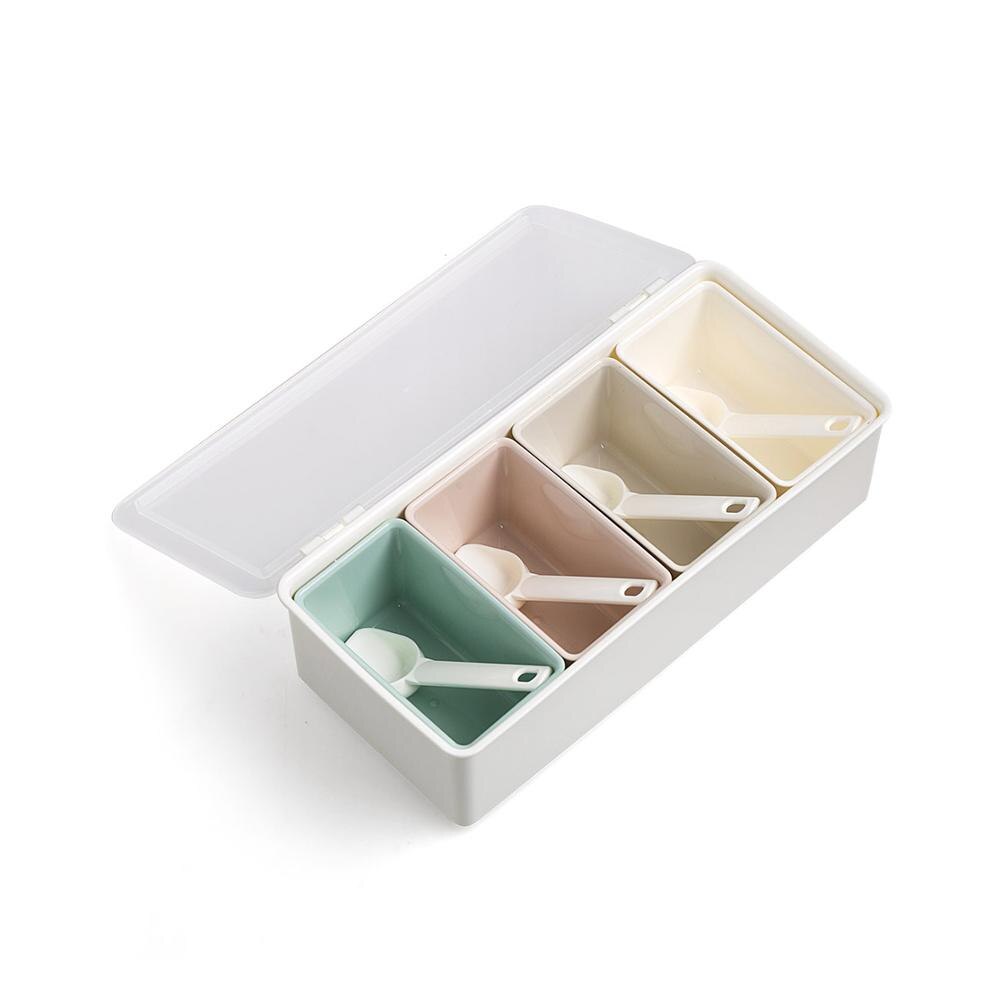 3/4pcs Spice Jars Seasoning Box Spice Container Case Set Salt and Pepper Storage Containers Box Kitchen Spice Organizer Case: 4 jars