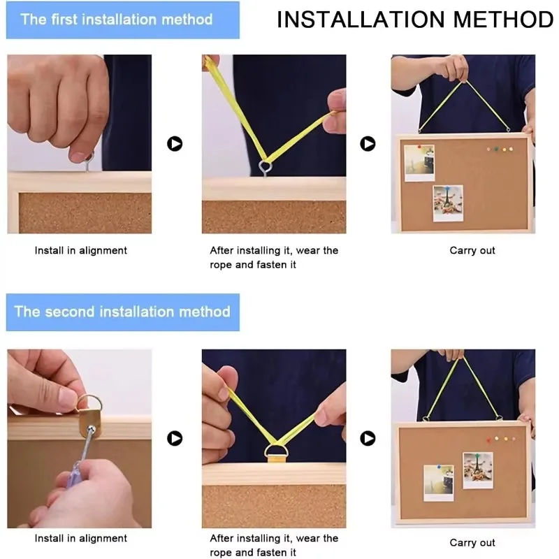 Tablero de corcho para exhibición de fotos de doble cara, marco Retro, tableros de mensajes para colgar en la pared, decoración del hogar para oficina, suministros de aviso escolar