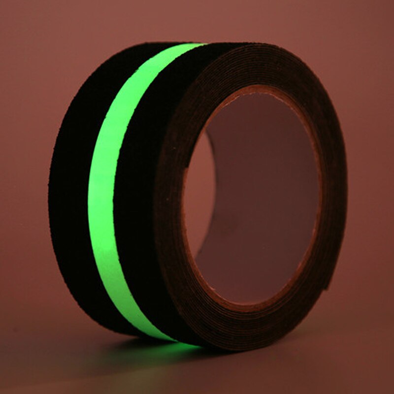 Ruban adhésif antidérapant, bande de sécurité lumineuse, brille dans la nuit, bande de préhension antidérapante, bande Abrasive pour escaliers, plancher: Black 5cm x 5m
