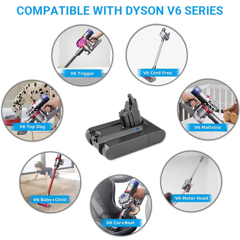 Dyson DC62 Batterie 98000mAh 21,6V Li-Ion Batterie Für Dyson V6 DC58 DC59 DC61 DC62 DC74 SV07 SV03 SV09 Staubsauger Batterie