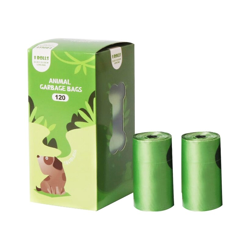 A0KE Disposable Dog Poop Bag Dog Poop Bag Degradation Bag for Picking Up(8 Rolls): Green