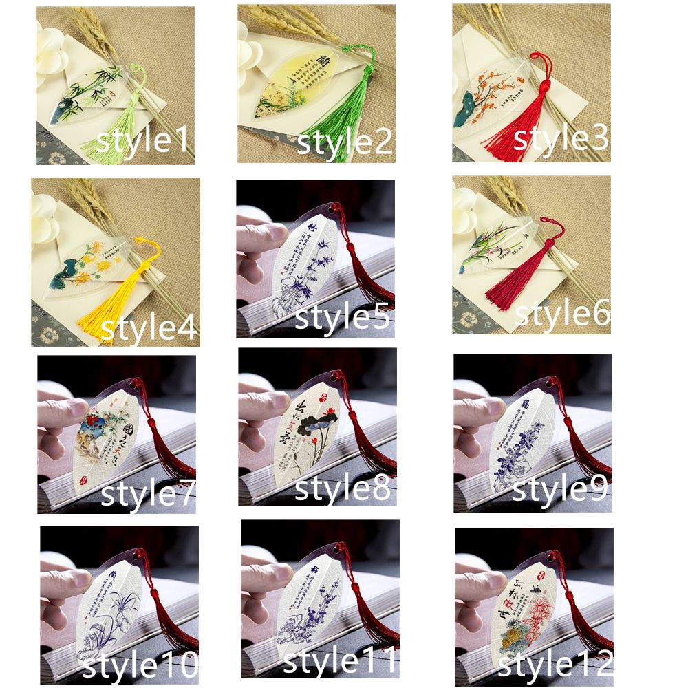 1PC Chinese Style Retro Leaf Vein Bookmark Mini Label Book Indexes Office Student Stationery Reading Bookmark