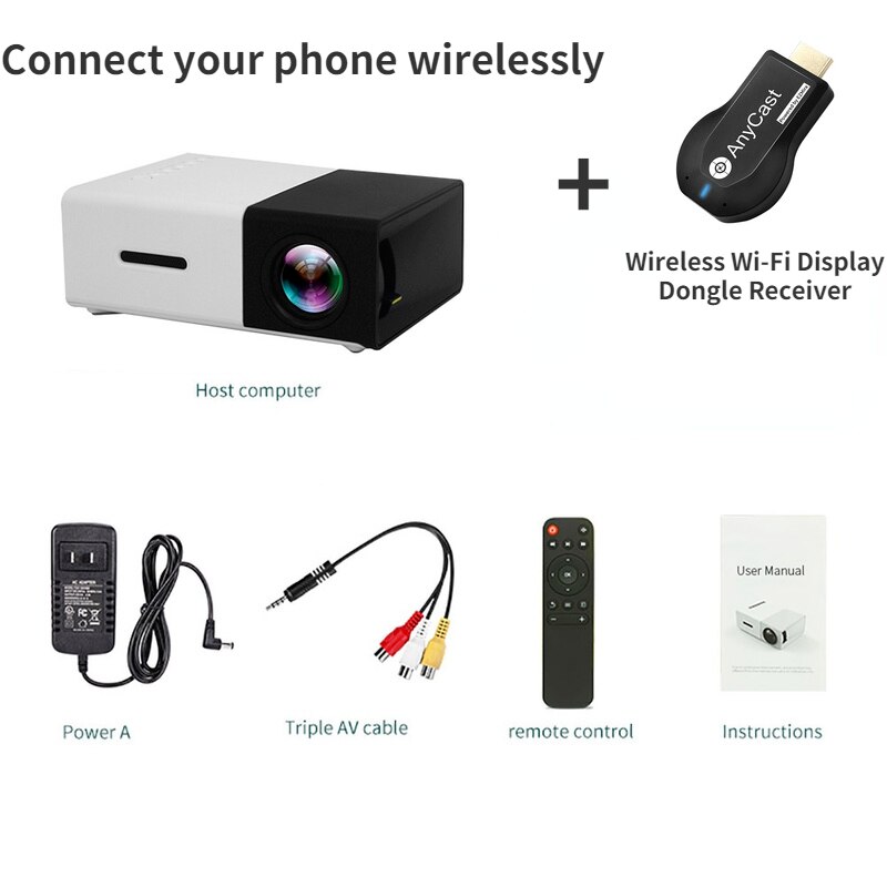 Wireless connection to mobile phone micro projector Audio Portable Projector mini projector for smartphone Home Media