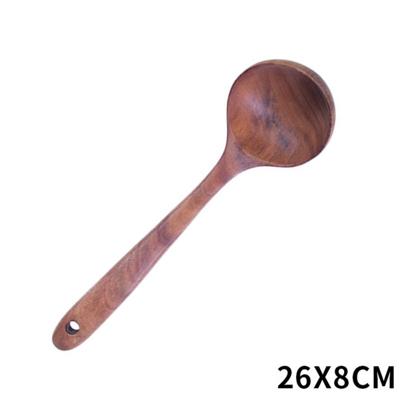 Chinese Style Unpainted Solid Wood Teak Spatula Rice Spoon Kitchen Wooden Spoon For Kitchen Cooking Tools