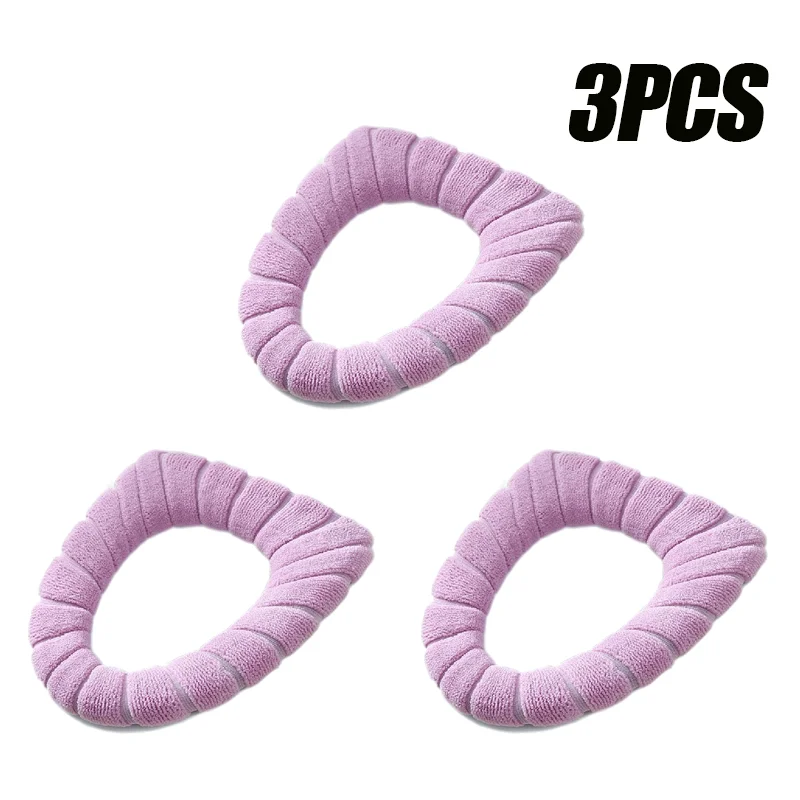 Mjukt och varmt toalettsitsskydd tvättbart badrum toalettdyna kudde med handtag tjockare mjuk matta stickning varmare closestool matta: Lila